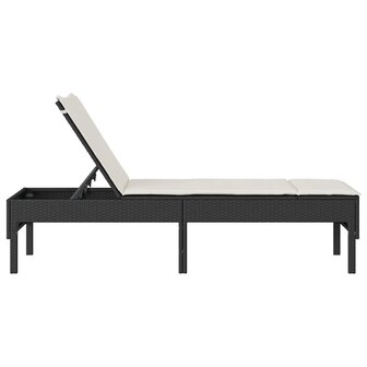 Ligstoel met kussen zwart 55x200x44cm polyrotan