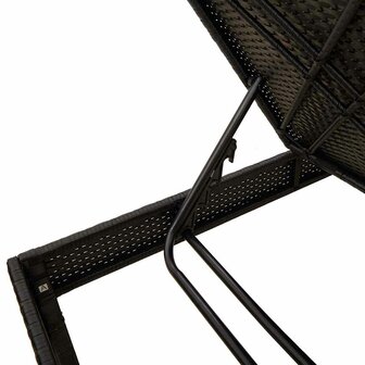 Ligstoel met kussen zwart 55x200x44cm polyrotan