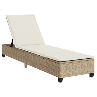Ligstoel met kussens beige 55x200x25,5cm polyrotan