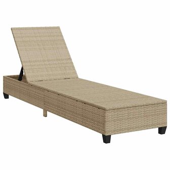 Ligstoel met kussens beige 55x200x25,5cm polyrotan