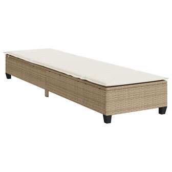 Ligstoel met kussens beige 55x200x25,5cm polyrotan