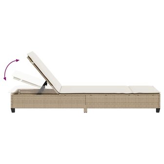 Ligstoel met kussens beige 55x200x25,5cm polyrotan