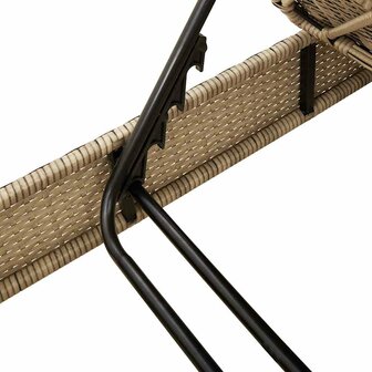 Ligstoel met kussens beige 55x200x25,5cm polyrotan