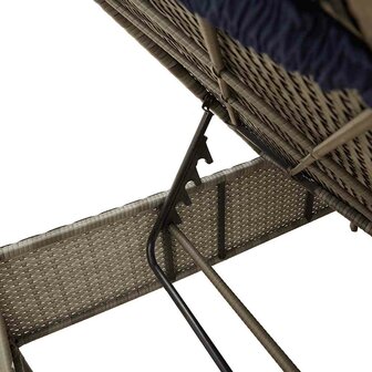 Ligstoel met kussen grijs polyrotan