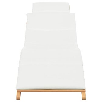 Ligstoel met kussen Cr&egrave;mewit 188 x 55 x 59 cm Massief teakhout