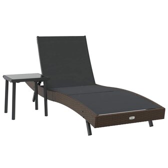 Zonligstoel met Tafel 2 pcs Bruin, zwart 40 x 40 x 40.5 cm
