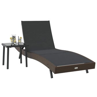 Zonligstoel met Tafel 2 pcs Bruin, zwart 40 x 40 x 40.5 cm
