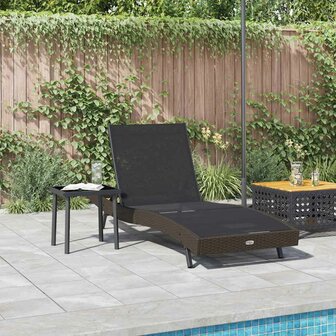 Zonligstoel met Tafel 2 pcs Bruin, zwart 40 x 40 x 40.5 cm