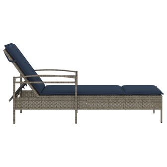 Ligbed met kussen grijs 63x200x81 cm poly rattan (alleen VS)