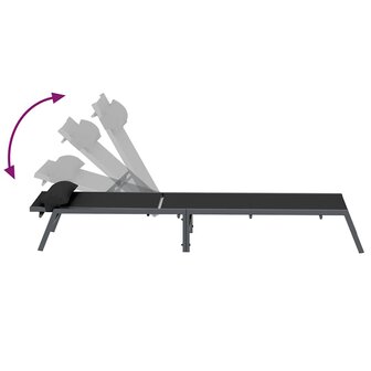 Ligstoelen met tafel 3 pcs Zwart en antraciet 197 x 54 x 86 cm