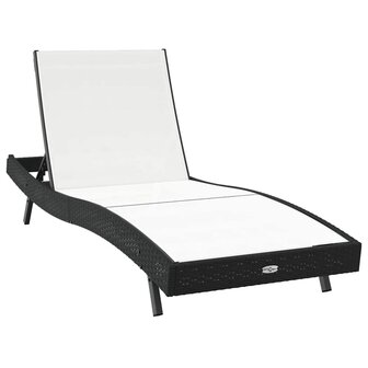 Ligstoel Zwart en Wit 70 x 197 x 82 cm Poly Rattan en Metaal