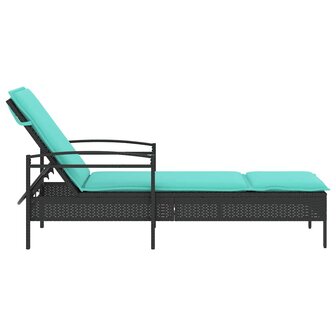 Ligbed met kussen zwart 63x200x81 cm poly rattan (alleen VS)