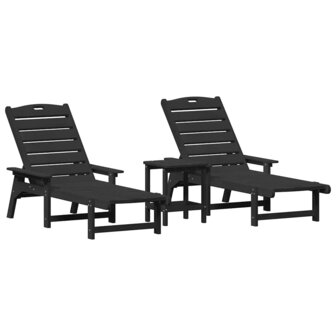 Tuin Lounge Meubels 3 pcs Zwart 38 x 38 x 46cm Polyetheen