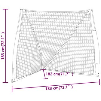 Honkbalnet draagbaar 183x182x183cm staal polyester oranje zwart