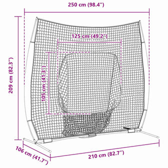 Honken en Softbal Zwart 250 x 106 x 209 cm Polyester