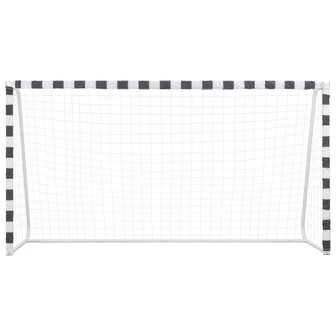 Voetbaldoel 300x160x90 cm metaal zwart en wit