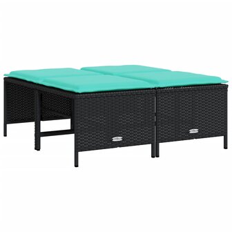 Tuinstoelen met kussens 4 stuks zwart polyrotan