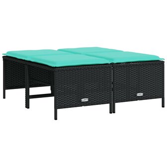 Tuinstoelen met kussens 4 stuks zwart polyrotan