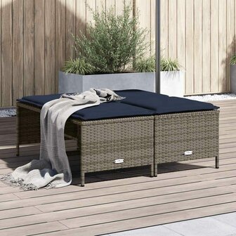 Tuinstoelen met kussens 4 stuks grijs polyrotan