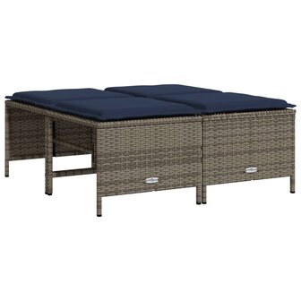 Tuinstoelen met kussens 4 stuks grijs polyrotan