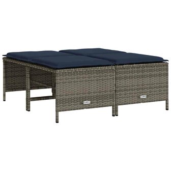 Tuinstoelen met kussens 4 stuks grijs polyrotan