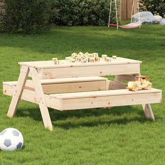 Picknicktafel met zandbak voor kinderen massief grenenhout