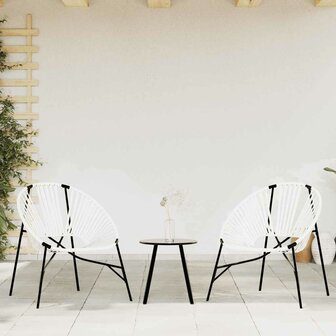 Tuinstoelenset 3-delig poly rattan zwart en wit