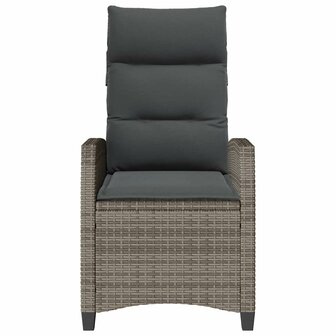 Verstelbare tuinstoel met bijzettafel poly rattan grijs