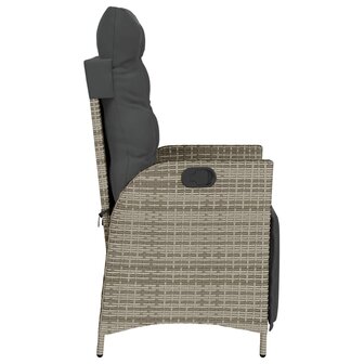 Tuinstoelen 2 st verstelbaar met voetensteun poly rattan grijs