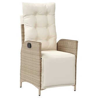 Tuinstoel verstelbaar met voetensteun poly rattan beige