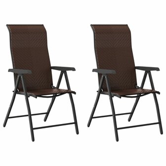 Tuinstoelen 2 st inklapbaar poly rattan bruin