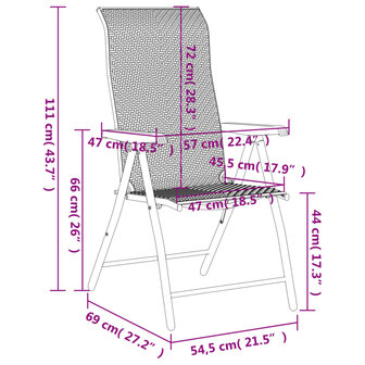 Tuinstoelen 2 st inklapbaar poly rattan grijs