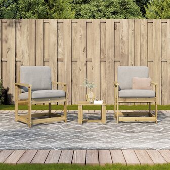 3-delige Loungeset ge&iuml;mpregneerd grenenhout