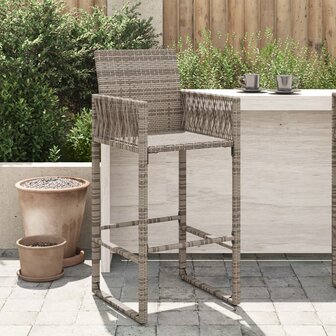 Tuinbarkrukken 2 st poly rattan grijs