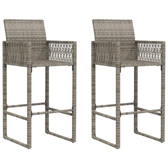 Tuinbarkrukken 2 st poly rattan grijs