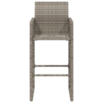 Tuinbarkrukken 2 st poly rattan grijs