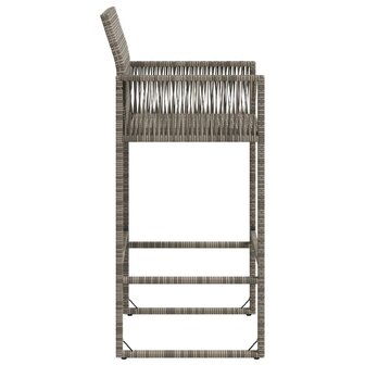 Tuinbarkrukken 2 st poly rattan grijs