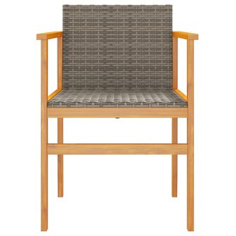 Tuinstoelen 2 st poly rattan en massief hout grijs