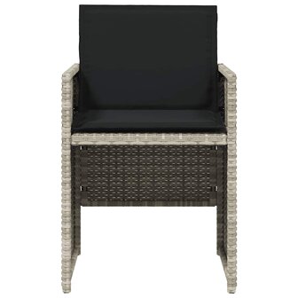 Tuinstoelen 4 st met kussens poly rattan lichtgrijs