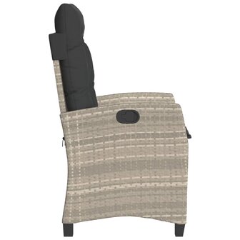 Tuinstoelen 2 st verstelbaar met kussens poly rattan lichtgrijs