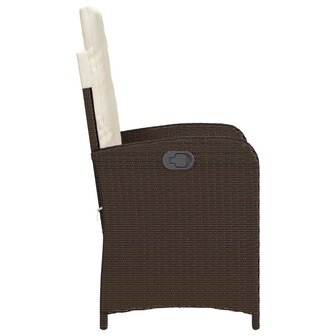 Tuinstoel verstelbaar met kussens poly rattan bruin