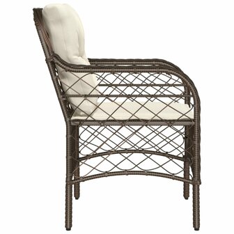 Tuinstoelen 2 st met kussens poly rattan bruin
