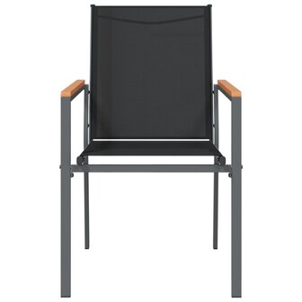 Tuinstoelen 6 st 55x61,5x90 cm textileen en staal zwart