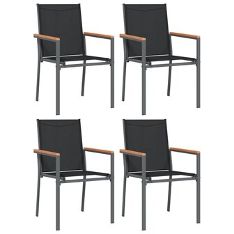 Tuinstoelen 4 st 55x61,5x90 cm textileen en staal zwart