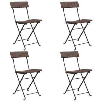 Bistrostoelen 4 st inklapbaar poly rattan en staal bruin