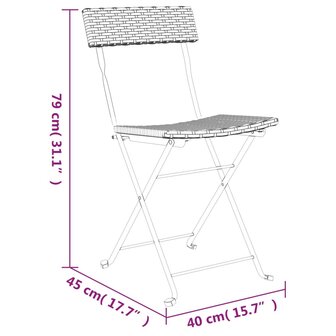 Bistrostoelen 4 st inklapbaar poly rattan en staal bruin
