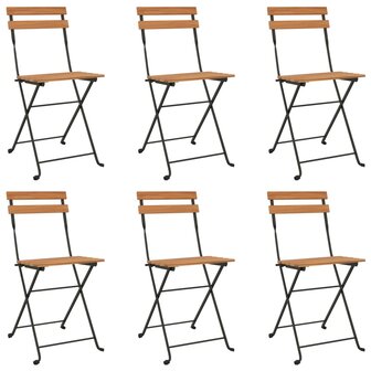 Bistrostoelen 6 st inklapbaar massief teakhout en staal
