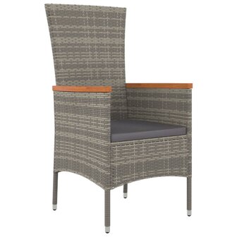 Tuinstoelen 4 st met kussens poly rattan grijs