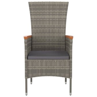 Tuinstoelen 4 st met kussens poly rattan grijs