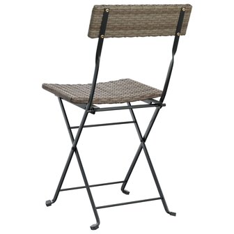 Bistrostoelen 2 st inklapbaar poly rattan en staal grijs